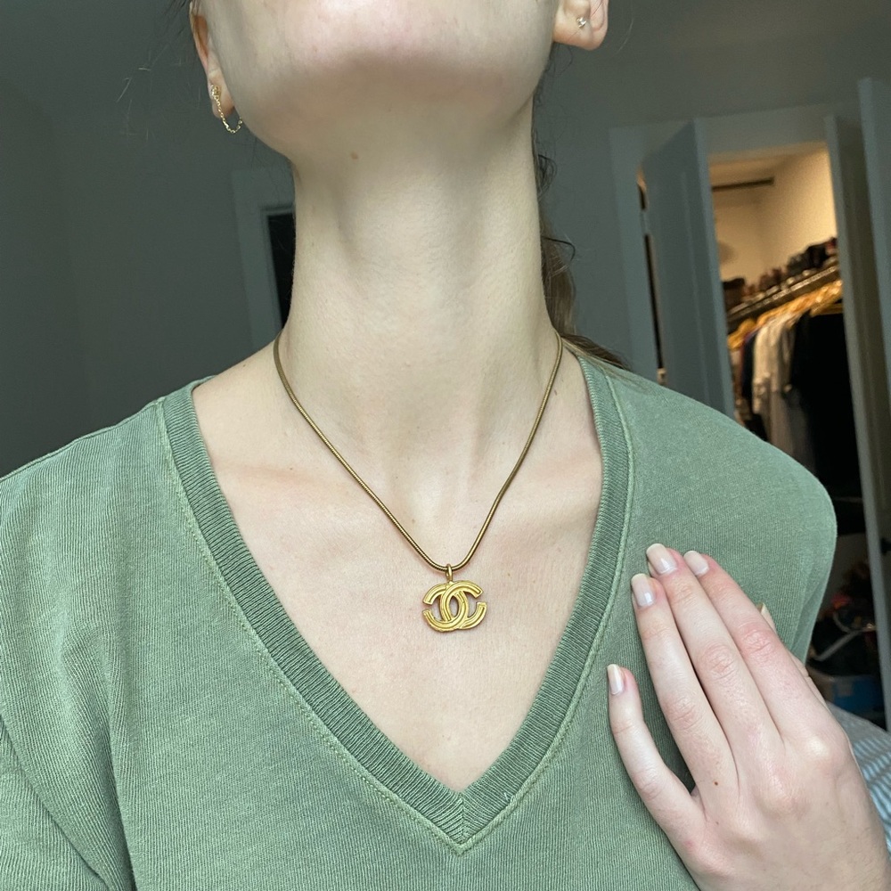 Gold-tone Chanel CC pendant necklace